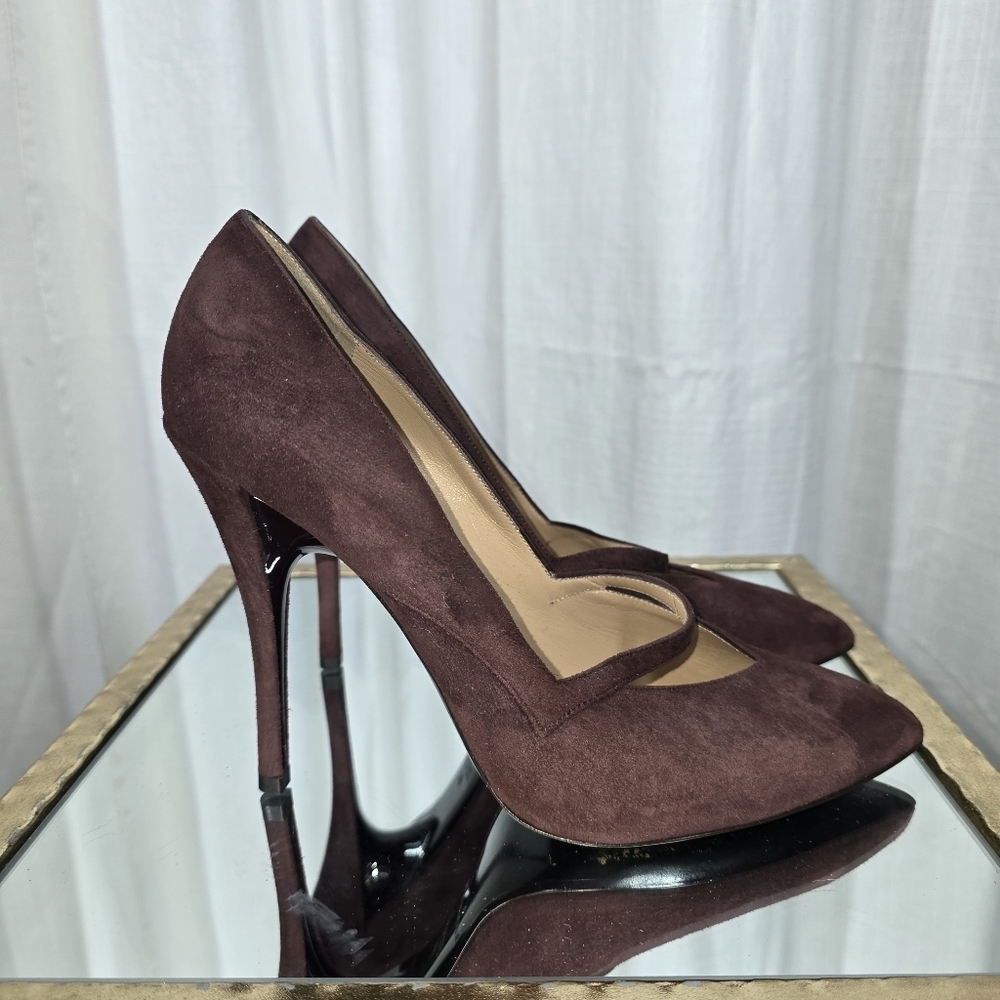 Emporio Armani Burgundy Suede Stiletto Heels - Picture 14 of 16